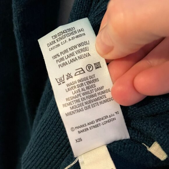 St. Michael Marks & Spenser Lambswool Vintage 1993 Knit Cardigan Green 44 / XL - Picture 9 of 11